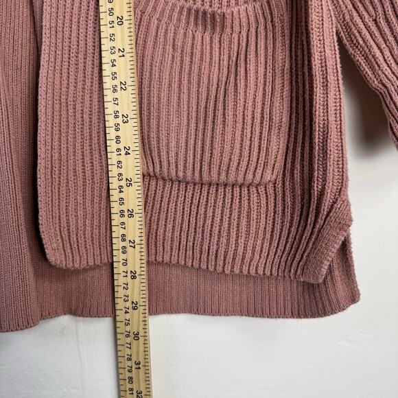 MADEWELL Open Front Cardigan Sweater Pink Rose Dust LARGE 100%Cotton Cozy Knit - Picture 4 of 8
